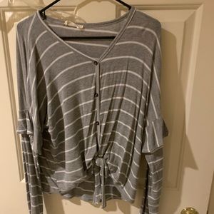 Grey and white striped shirt